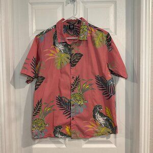 Neff Cheetah Tiger Pink Hawaiian Shirt Size Medium M Short Sleeved